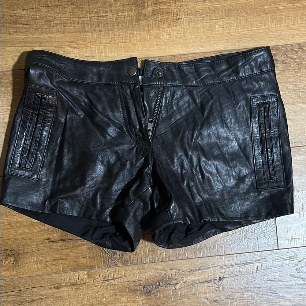 Faux Black Leather Women's Shorts